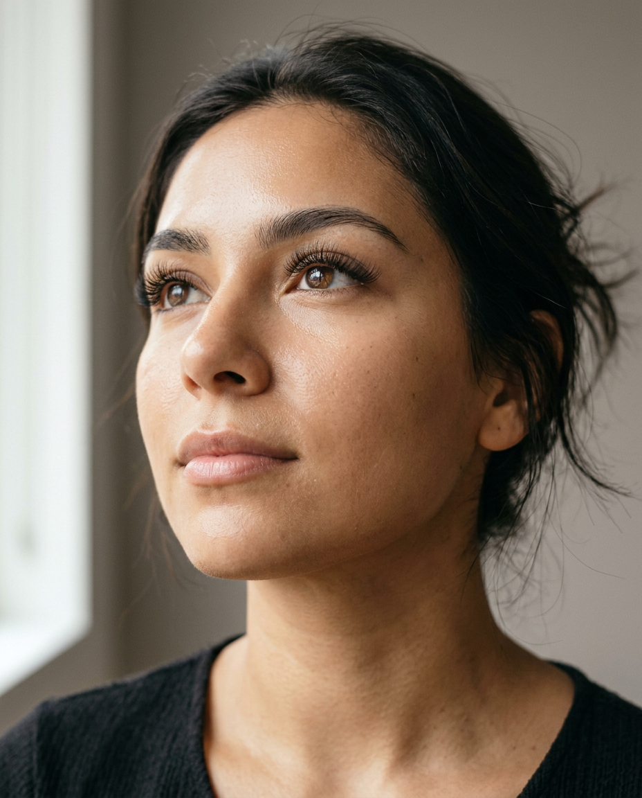 Long, curled natural lashes after a lash lift and tint